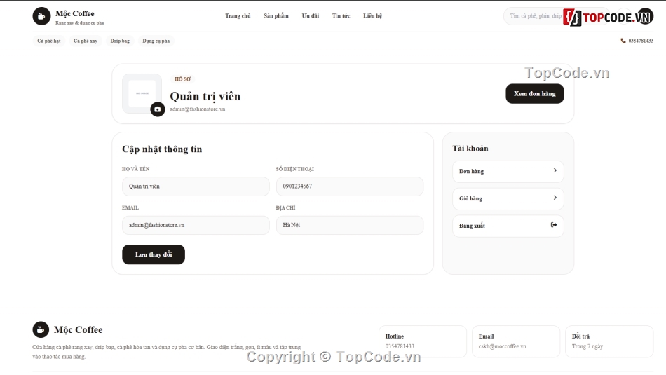 giao diện cực đẹp,web bán cà phê,web cà phê